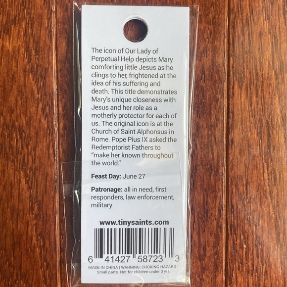 Brand New Tiny Saints Our Lady of Perpetual Help Key Chain/Backpack Charm - Picture 2 of 2